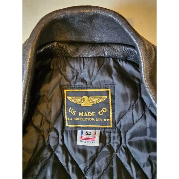 Vintage U.S. MADE Co. Black Leather Fringe Motorcycle Jacket Coat Men's XXL GIFT - Picture 4 of 16